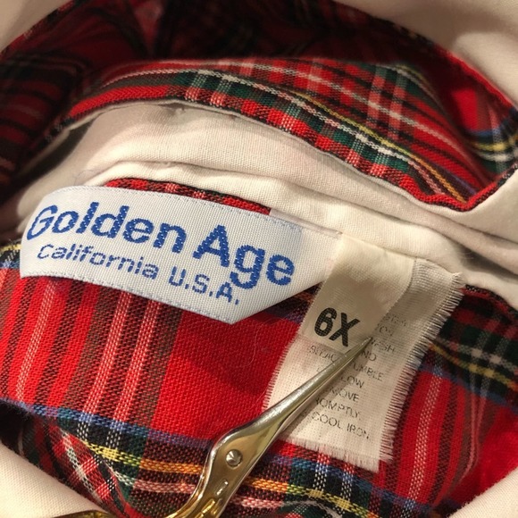 Vintage Golden Age Full Circle Plaid Pinafore Party Dress Ruffles Lace 80s - Picture 12 of 12